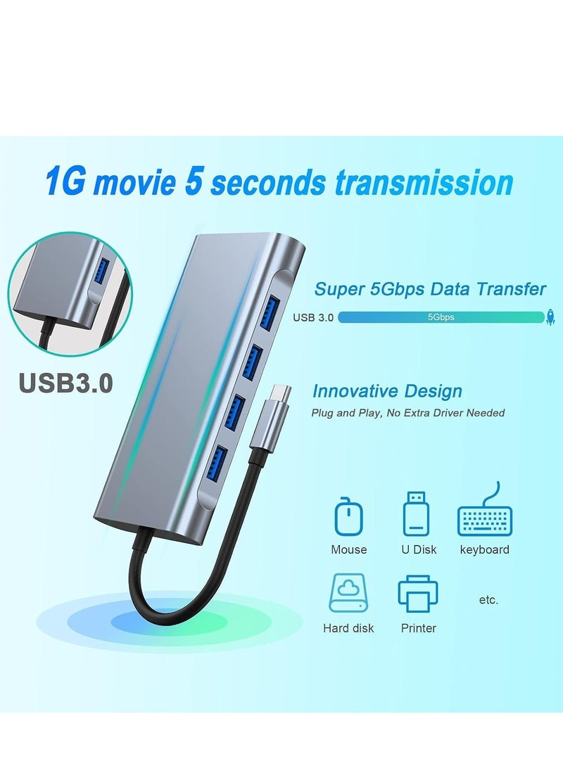 11-in-1 USB C Adapter Docking Station with 4K HDMI, USB 3.0, VGA, Ethernet, SD/TF Card Reader – Multi-Port Hub for MacBook Pro/Air & Type C Devices – Seamless Connectivity, Fast Charging & High-Resolution Display