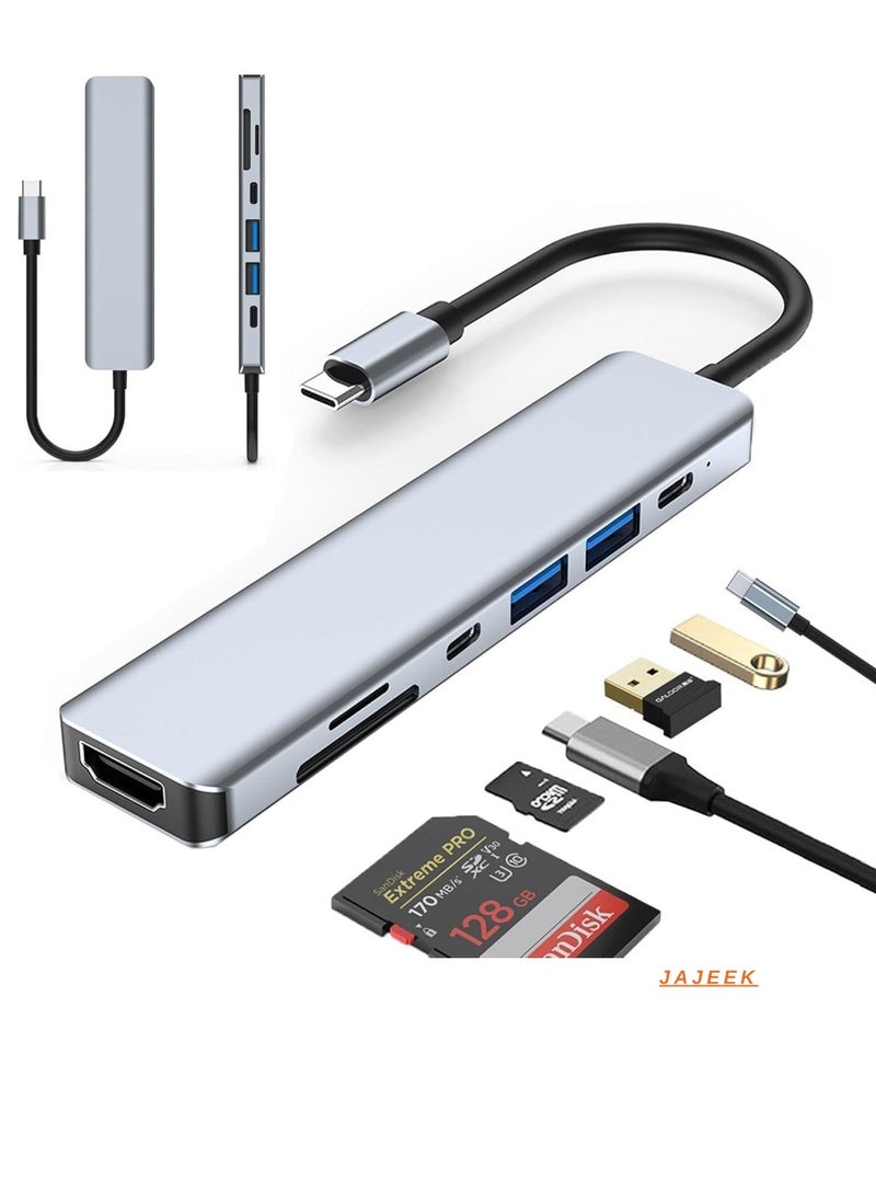 7-in-1 USB C Hub with 4K HDMI, 2 USB 3.0 Ports, USB 2.0, USB C, SD/TF Card Reader & 100W PD – Multi-Port Adapter for Mac, Dell, HP Laptops & Peripherals – Seamless Connectivity & Power Delivery