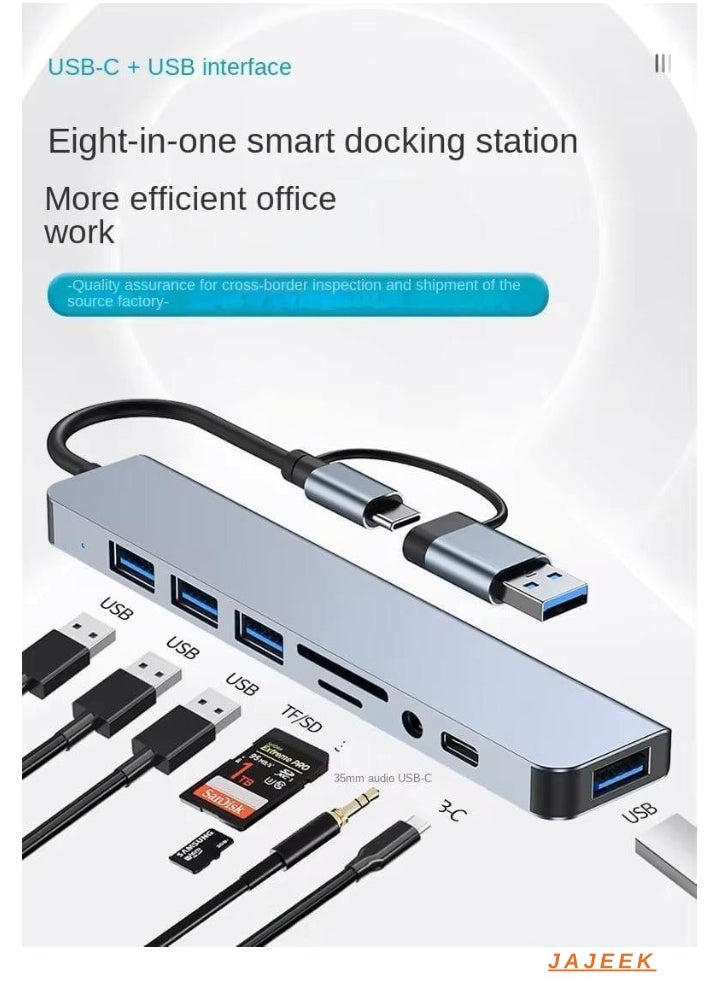 8-in-1 USB C Hub Type C Multiport Adapter with 4K HDMI, PD Power Delivery, Ethernet, USB-C, 2 USB Ports, SD/TF Card Reader – Compatible with MacBook Pro, XPS, and More Type-C Devices