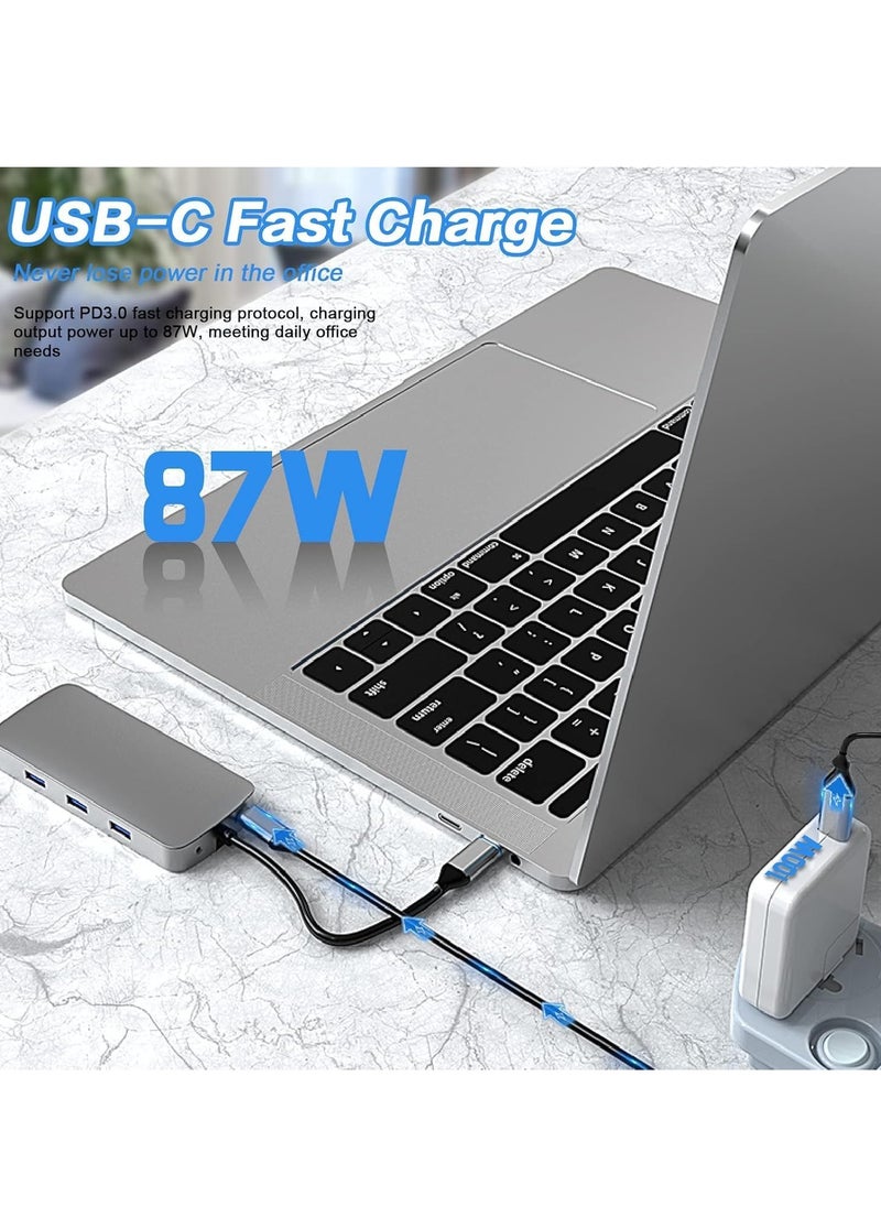 10-in-1 USB C Hub Docking Station with 4K HDMI, VGA, USB 3.0, Ethernet, SD/TF Card Reader, 3.5mm AUX – Multi-Port Adapter for MacBook Pro & Type C Laptops – Fast Data Transfer, High-Resolution Display & Seamless Connectivity