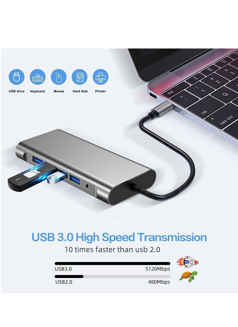 12-in-1 USB C Hub Docking Station with 4K HDMI, VGA, USB 3.0, Ethernet, SD/TF Card Reader – Ultimate Adapter for MacBook Pro, Air & Type-C Devices – Expand Your Connectivity and Productivity