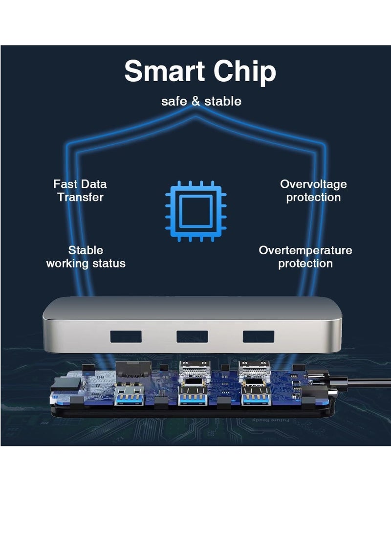 10-in-1 USB C HUB to HDMI 4K Adapter with VGA, 100W PD Charging, USB 3.0/2.0, Gigabit Ethernet, SD/TF Card Reader, 3.5mm Audio, Type-C Docking Station for MacBook & More