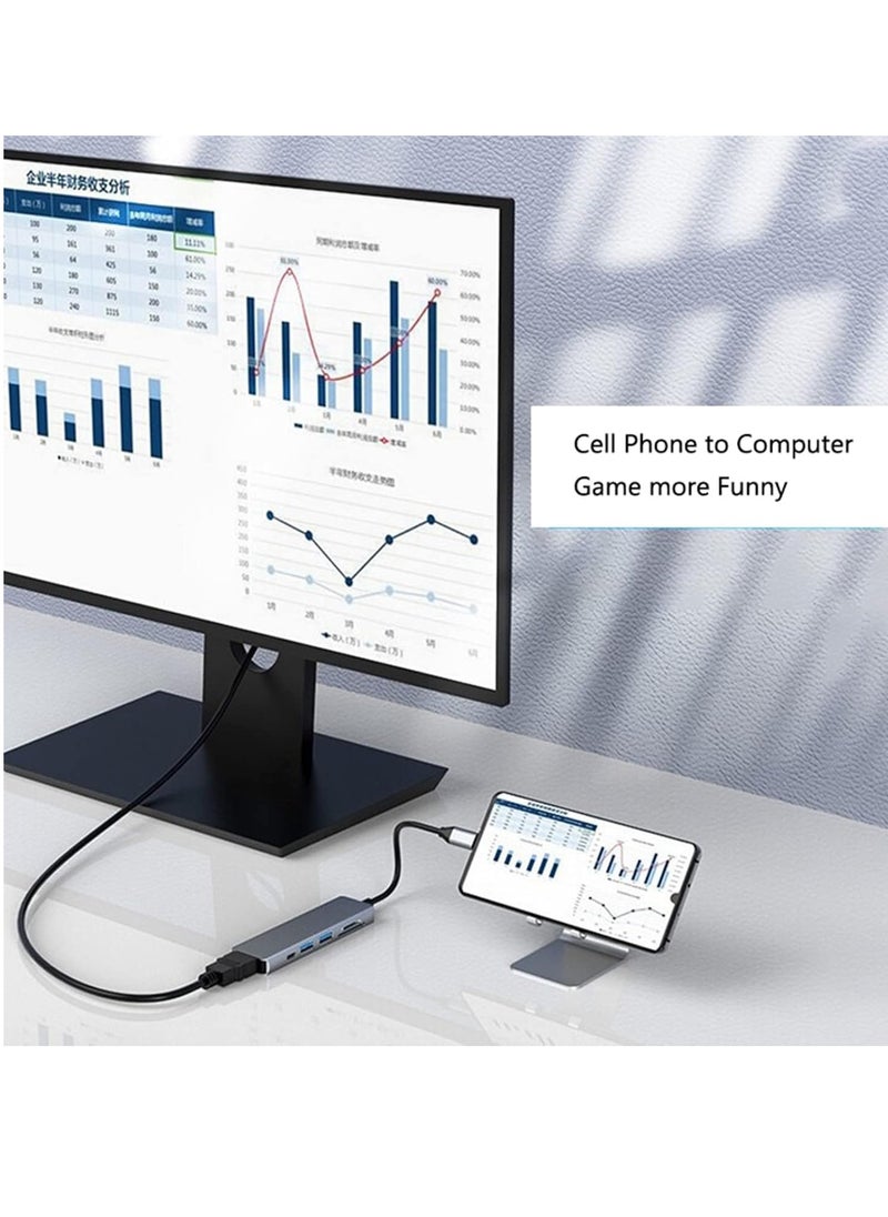 USB C Hub, 6-in-1 USB C Adapter, Multiport Docking Station with USB 3.0, USB 2.0, SD/TF Card Readers, and USB-C Ports for MacBook Pro, Laptops, and Smartphones