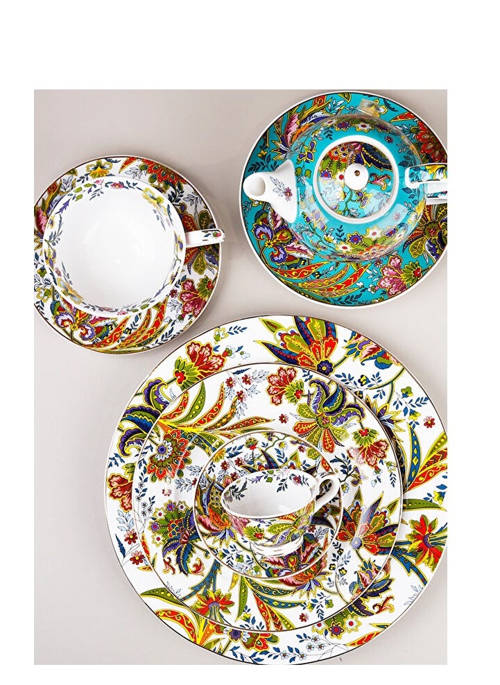 Yvette Paisley Pattern Porcelain Serving Plate Set of 6