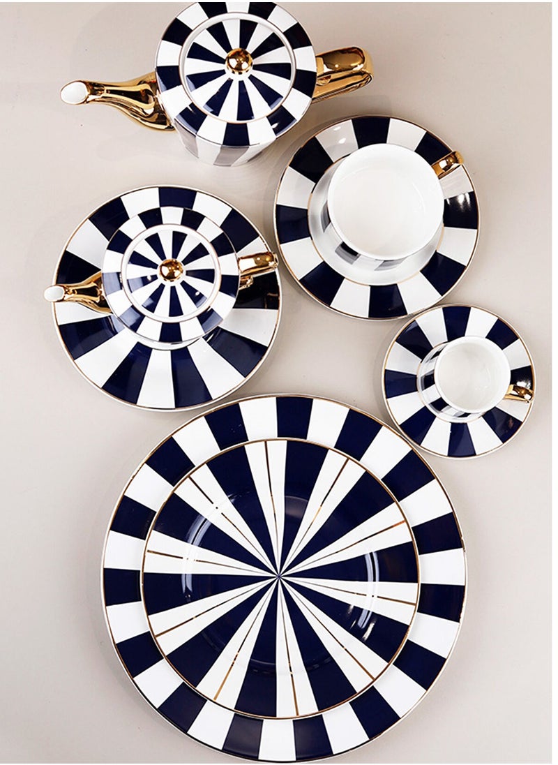 Odilia Striped Porcelain Serving Plate Set of 6