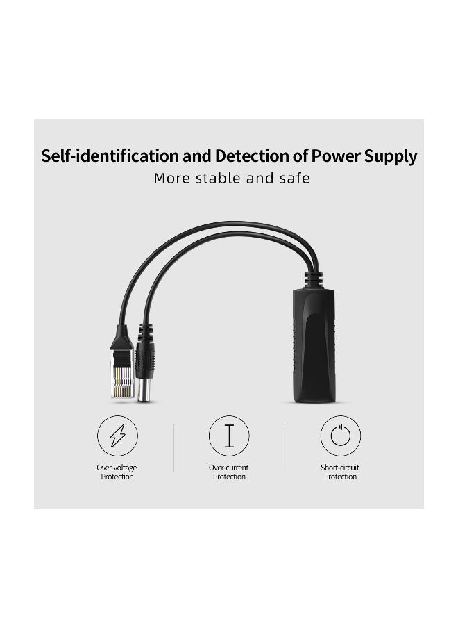 48V to 12V Active POE Splitter Adapter, Connectors Adapter Cable Splitter Injector AP Power Supply Isolated Type With DC 12V Output