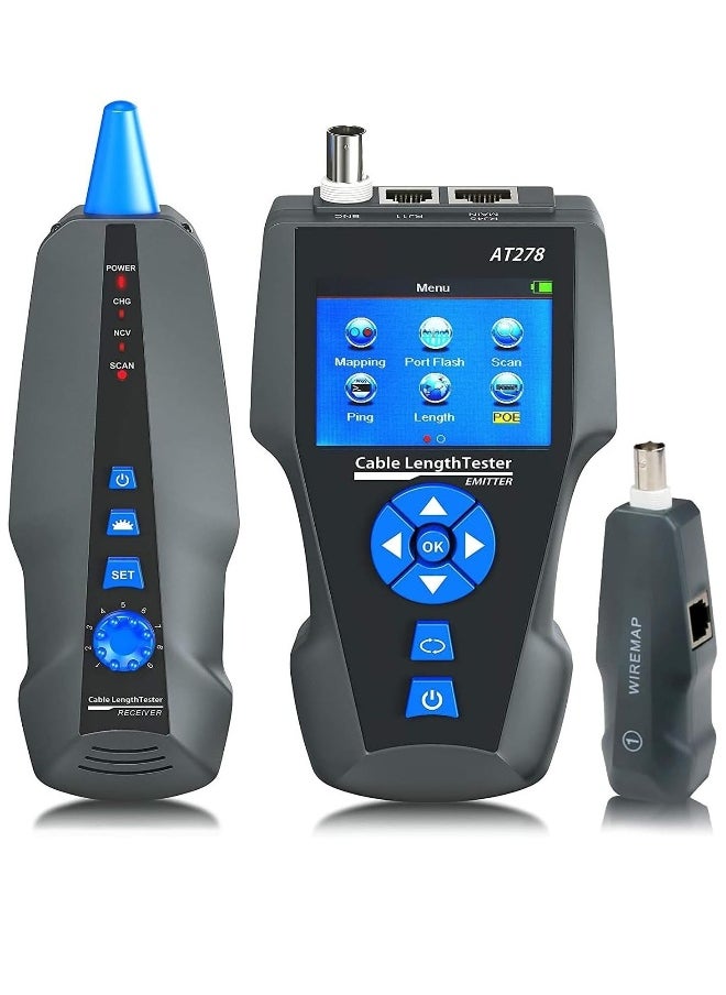 Network Cable Tester, AT278 TDR Multi-functional LCD Tracker For RJ45, RJ11, BNC, Metal Cable, PING/POE NF-8601S