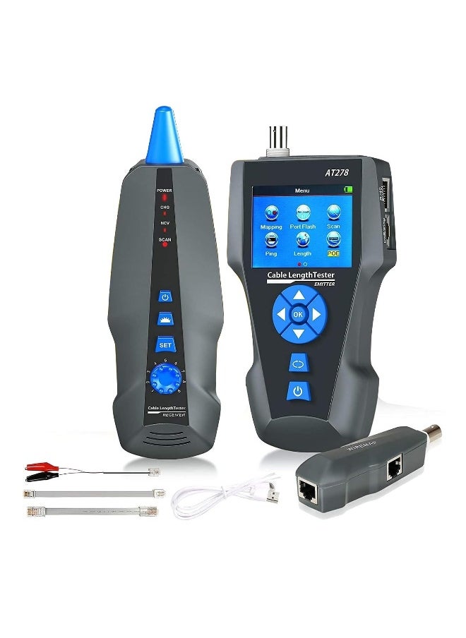 Network Cable Tester, AT278 TDR Multi-functional LCD Tracker For RJ45, RJ11, BNC, Metal Cable, PING/POE NF-8601S