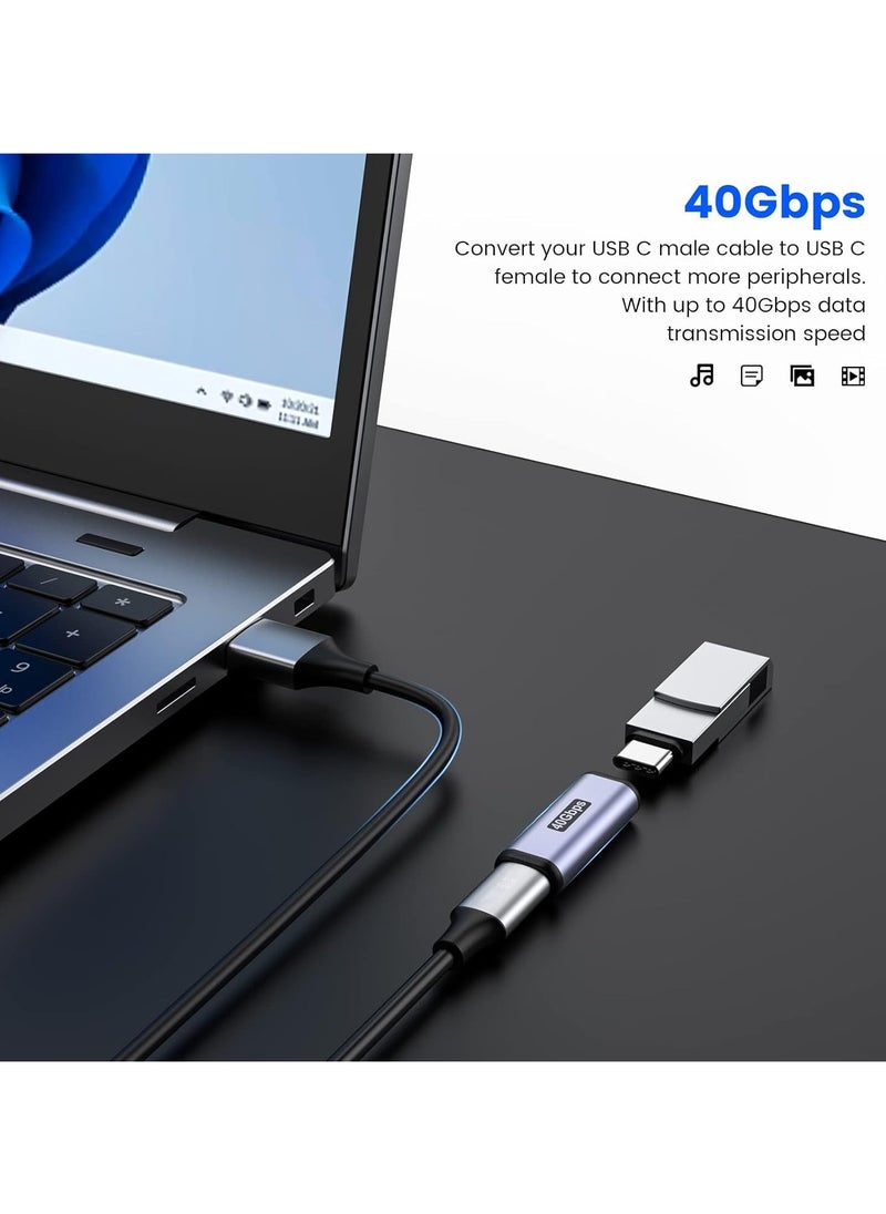2PCS USB C Coupler, USB C Female to Female Adapter usbc to USB C, Adapter Supports 40 Gbps PD 100W 8K 60Hz, Compatible for Thunderbolt 4, USB C Coupler Type C Extension Connector for USB-C Devices