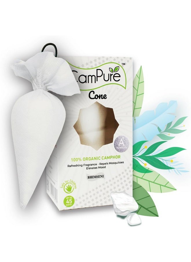 Campure Camphor Cone (Bhimseni) Pack Of 8-100% Organic | Air Freshener For Car, Wardrobe, Office Cabin'S, Drawers, Travel Bag & Bathroom