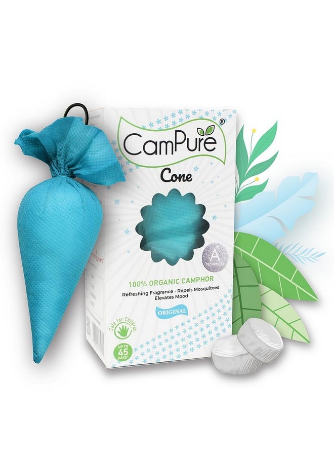 Campure Camphor Cone (Original) Pack Of 8-100% Organic | Air Freshener For Car, Wardrobe, Office Cabin'S, Drawers, Travel Bag & Bathroom