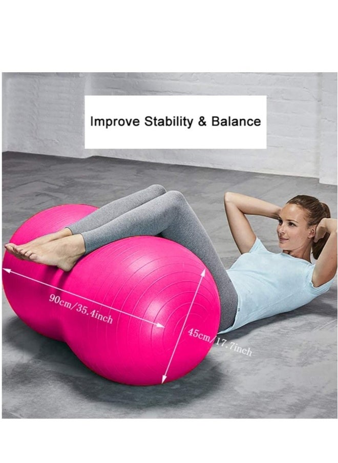 Peanut Ball, Exercise Yoga Balance Stability Sitting Ball, Anti Burst Exercise Ball for Labor Birthing, Kids Sensory Toys, for Home & Gym Fintness, Include Pump & Yoga Strap