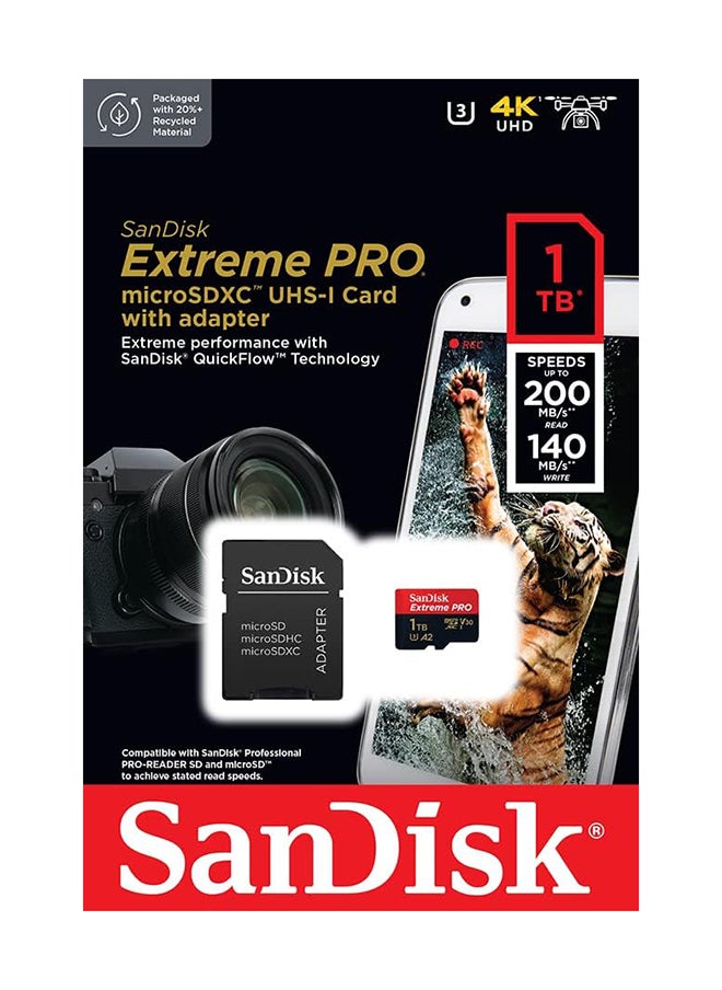 Extreme Pro Microsd Uhs I Card For 4K Video On Smartphones, Action Cams And Drones 200Mb/S Read, 140Mb/S Write, Sdsqxcd 1T00 Gn6Ma 1 TB