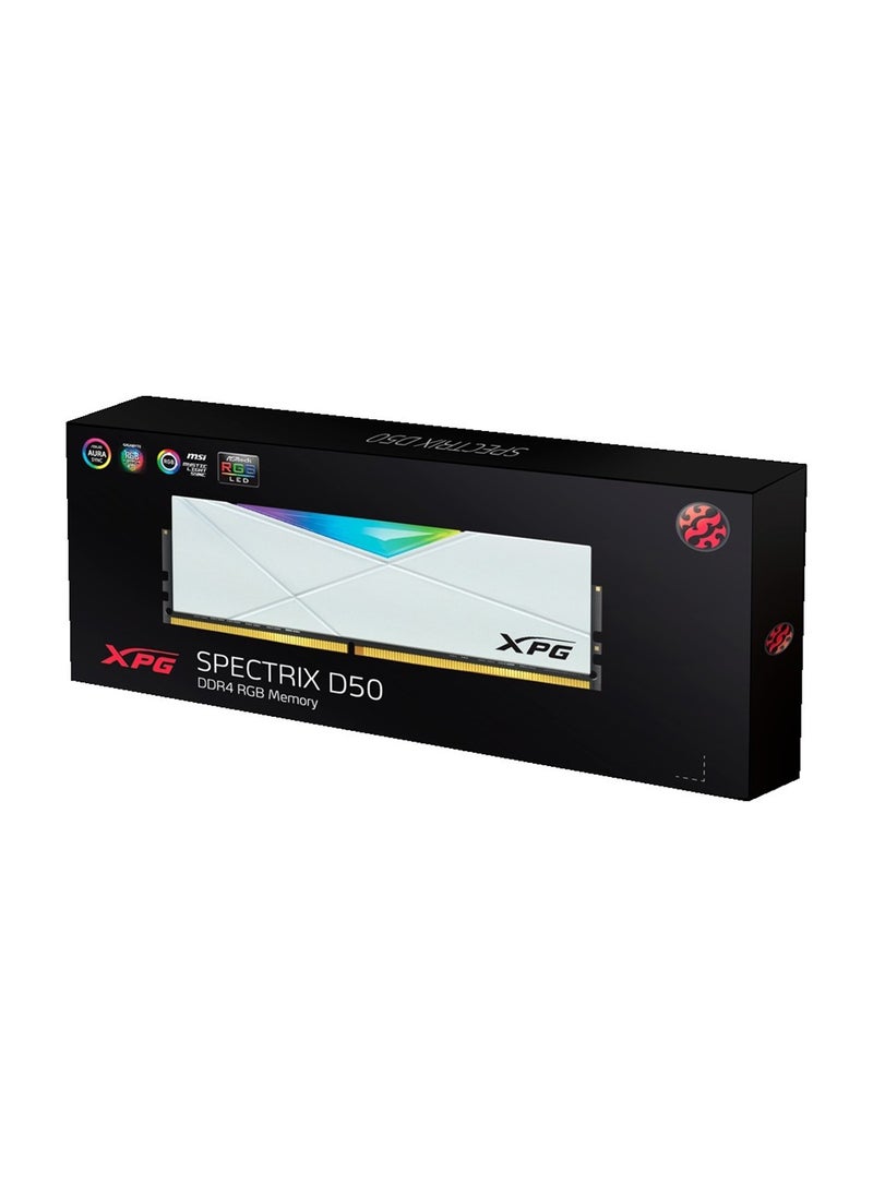 XPG Spectrix D50 32GB (32GBX1) DDR4 RGB Memory, 3600MHz Memory Speed, CL 18-20-20 CAS Latency, Supports Intel XMP 2.0, AX4U360032G18I-SW50