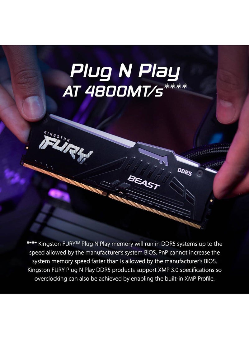 Fury Beast RGB 32GB DDR5 Dual Desktop Memory Kit, 6000 MHz Memory Speed, CL36 CAS Latency, 288-Pin Kit, Intel XMP 3.0 Ready, KF560C36BBE2AK2-32 32 GB