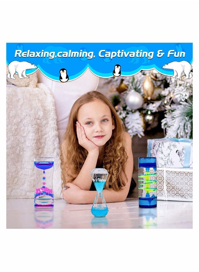 Liquid Motion Bubbler for Kids and Adults, 3-Pack Hourglass Liquid Bubbler Timer Toys, Sensory Play Fidget Toy, Management Desk Decor, Quicksand Liquid Ornaments Gifts