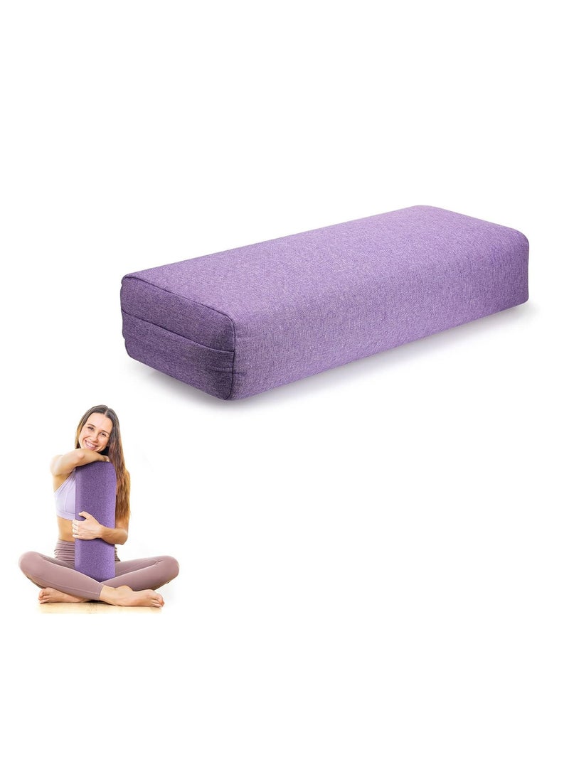 1 Pack Yoga Bolster Rectangular Meditation Pillow Lightweight Yoga Pillow Yoga Bolster Pillow Yoga Cushion with Carry Handle, Washable Cover Yoga Accessories for Meditation Support