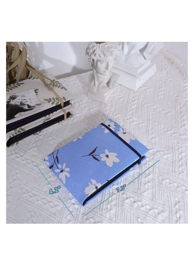 2 Pcs Small Photo Album 4X6 100 Pockets Book Linen Cover Portable Picture Albums for Baby Family Wedding Anniversary Blue