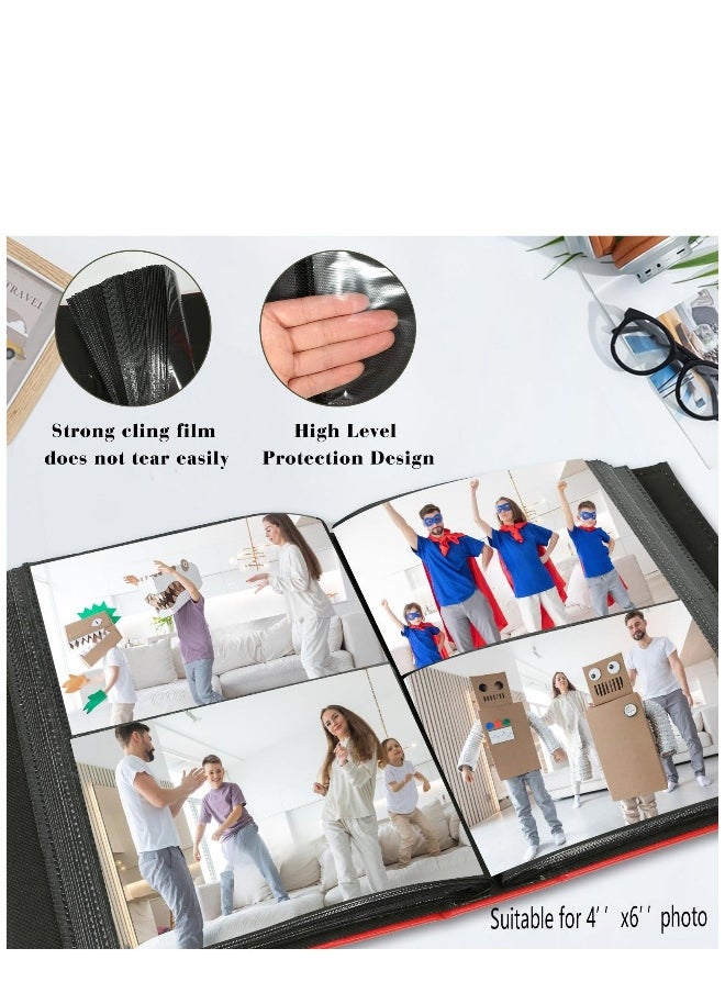 Photo Album 4x6 200 Pockets Photo, Extra Large Capacity Leather Photo Album, Slip-in Picture Albums with 2 Front Window for Family, Wedding, Birthday