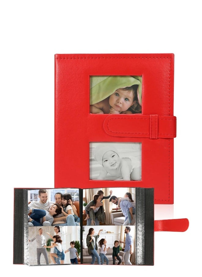 Photo Album 4x6 200 Pockets Photo, Extra Large Capacity Leather Photo Album, Slip-in Picture Albums with 2 Front Window for Family, Wedding, Birthday