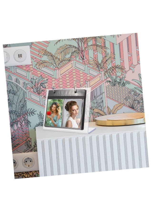68 Pockets Acrylic Desk Mini Photo Picture Album, Photo Frame Flip Photo Album, Suitable for Photos Photocard Stand Plastic Acrylic Card Holder Office, 6.5*8.9CM