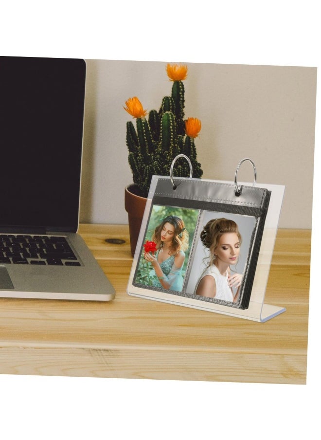 68 Pockets Acrylic Desk Mini Photo Picture Album, Photo Frame Flip Photo Album, Suitable for Photos Photocard Stand Plastic Acrylic Card Holder Office, 6.5*8.9CM
