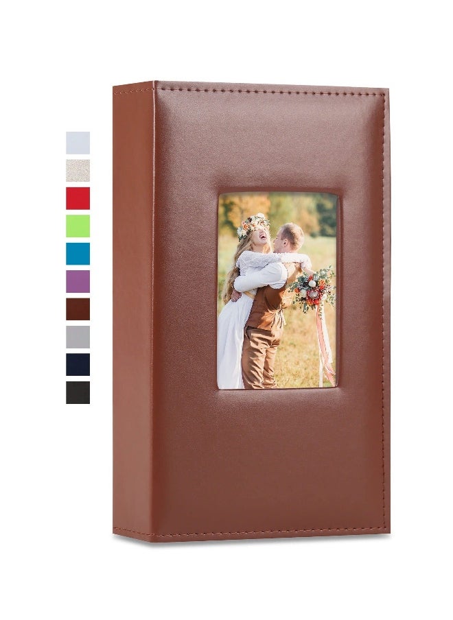 Photo Album 300 4x6In Pockets Photos Leather Cover Extra Large Capacity Family Wedding Anniversary Baby Picture Albums Holds Horizontal and Vertical Brown