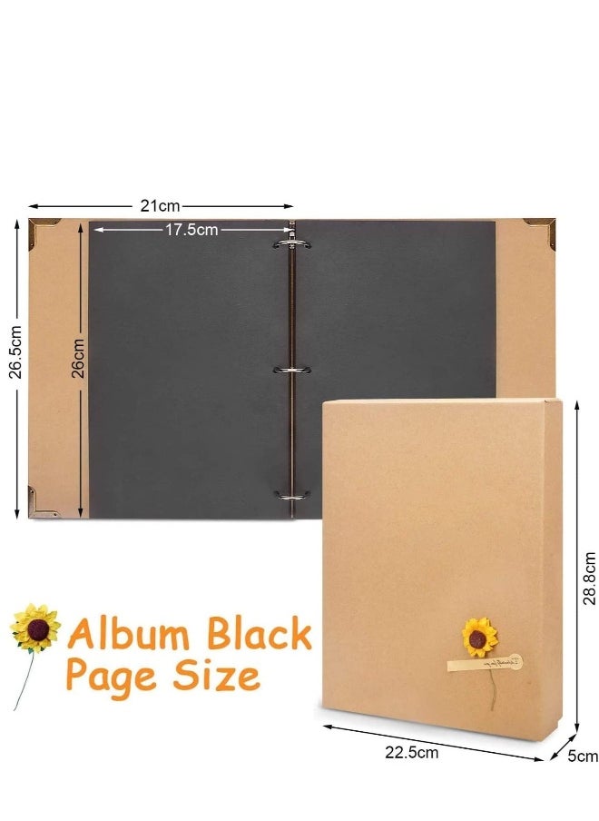 DIY Photo Album Scrapbook 60 Pages 3 Ring Binder 8.5 x 11 Inch Black Page Scrap Book with Scrapbooking Supplies for Kids Girls Teens Journal Graduation Gift