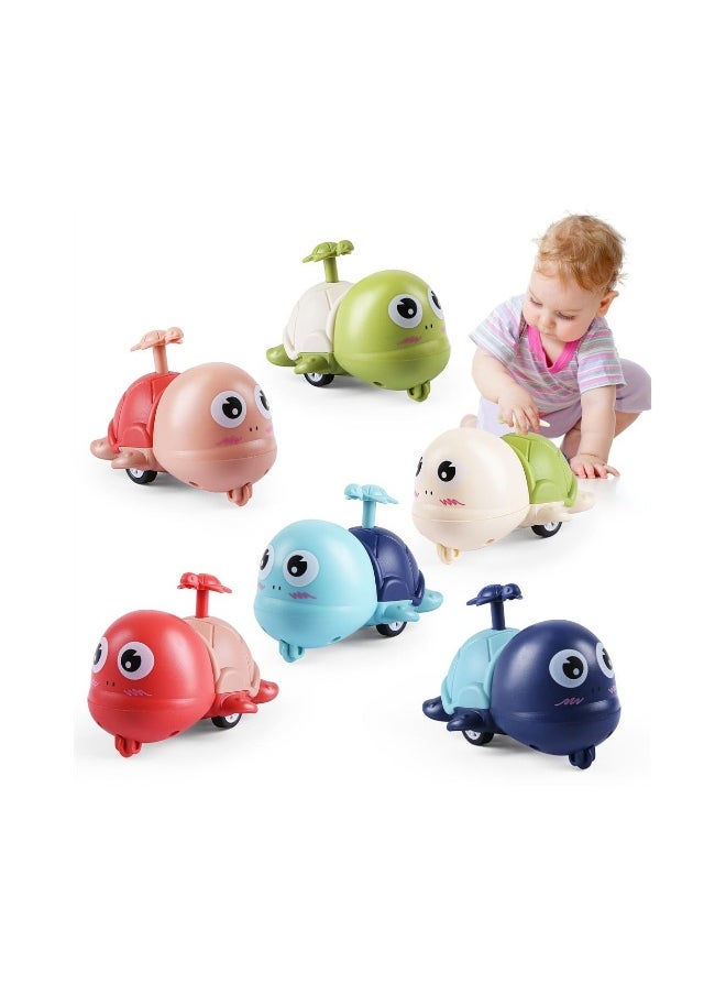 Turtle Car Toys, Press and Go Cartoon Toys Cars for 3+ Year Old Boy and Girl, Toddler Toys, Wind up Cars Baby Toys, Birthday Gifts for Baby Toys (6 PCS)