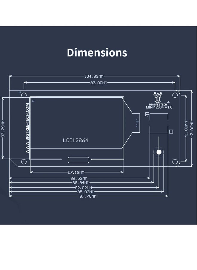 LCD Graphic Smart Display Control Board with Adapter and Cable, Mini12864 V2.0 for Ender-3 VORON 2.4 Prusa-i3 3D Printer RAMPS 1.4 RepRap 3D Printer Mendel Prusa Arduino