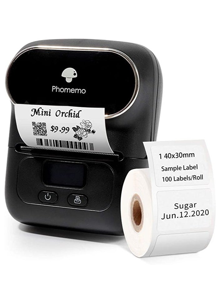 Phomemo M110 Portable Thermal Label Printer Bluetooth Connection Apply For Labeling Shipping Office Cable Retail Barcode And More Black