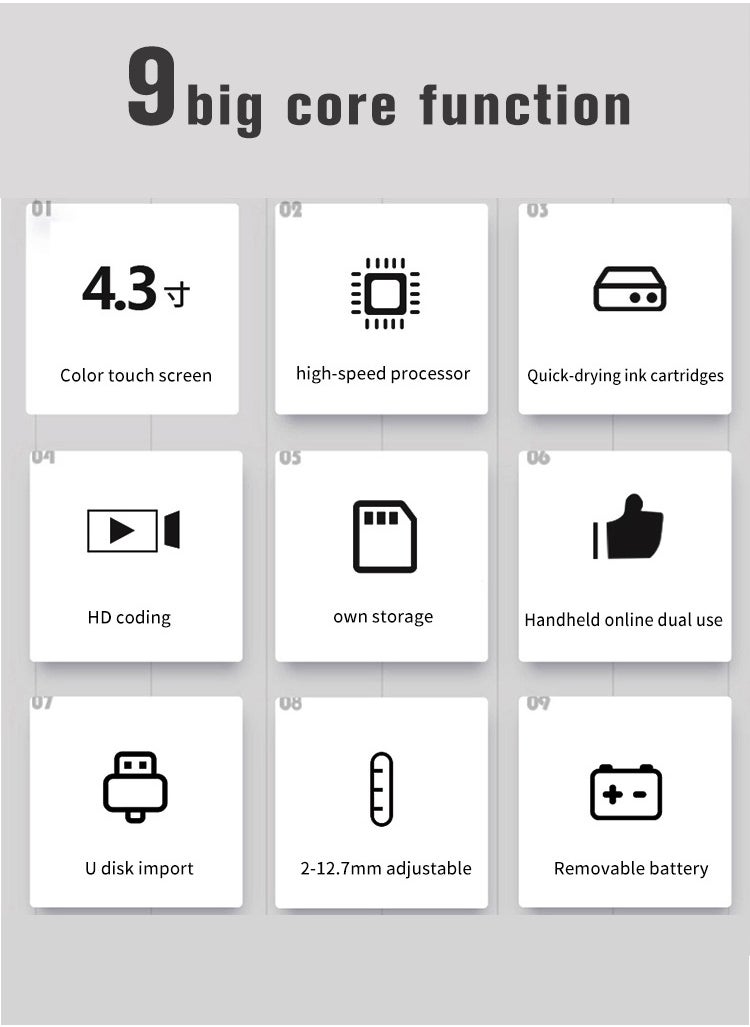 Handheld Inkjet Printer for Date Code, Logo, Barcode & QR Code Printing, 4.3