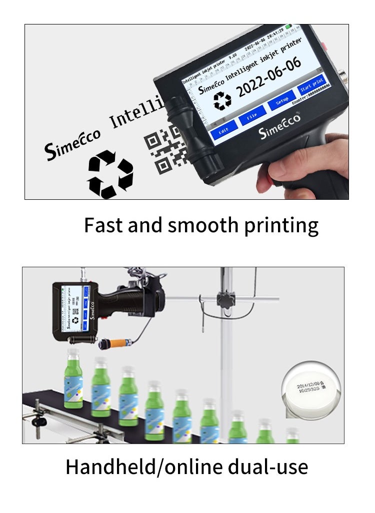 Handheld Inkjet Printer for Date Code, Logo, Barcode & QR Code Printing, 4.3