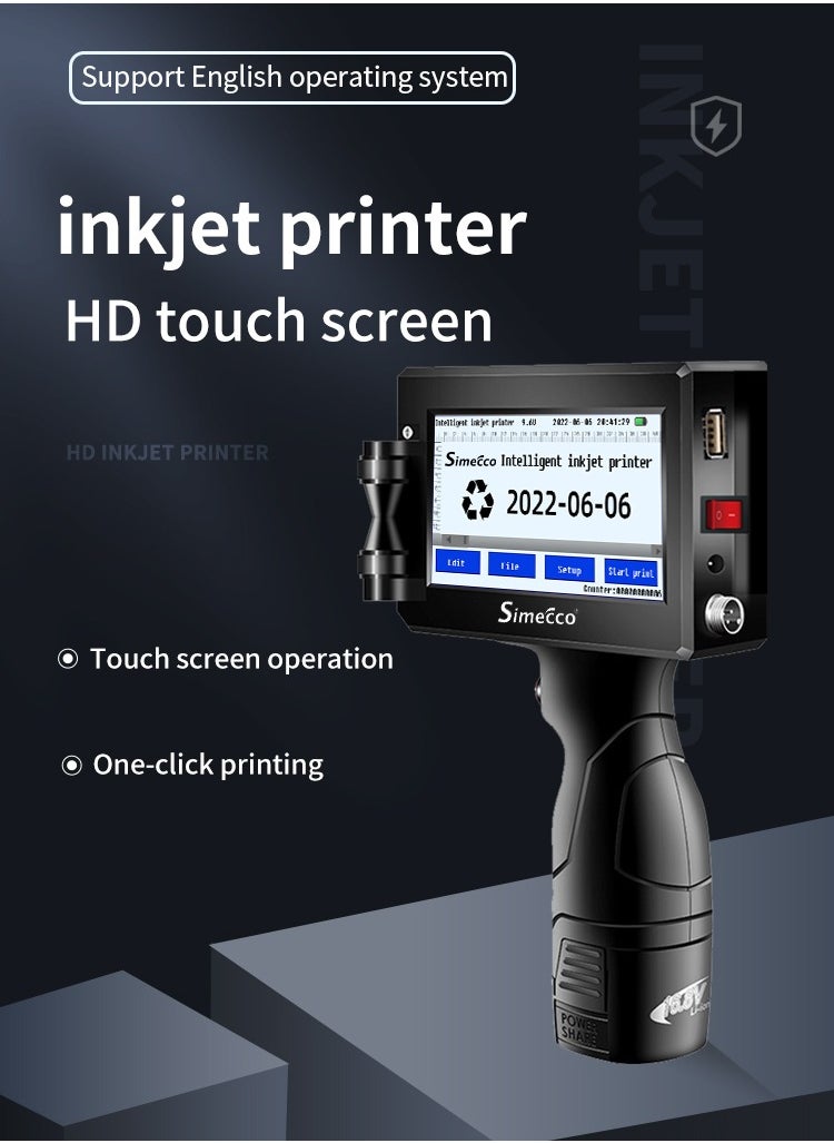 Handheld Inkjet Printer for Date Code, Logo, Barcode & QR Code Printing, 4.3