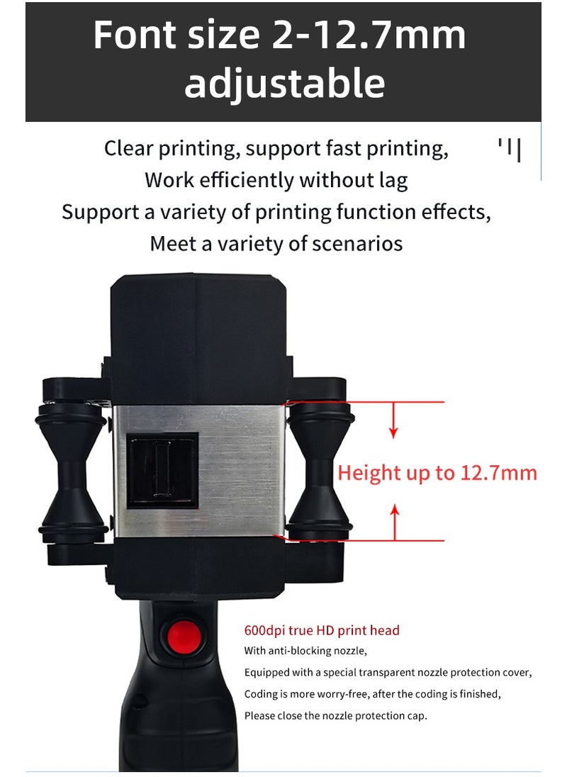 Handheld Inkjet Printer for Date Code, Logo, Barcode & QR Code Printing, 4.3