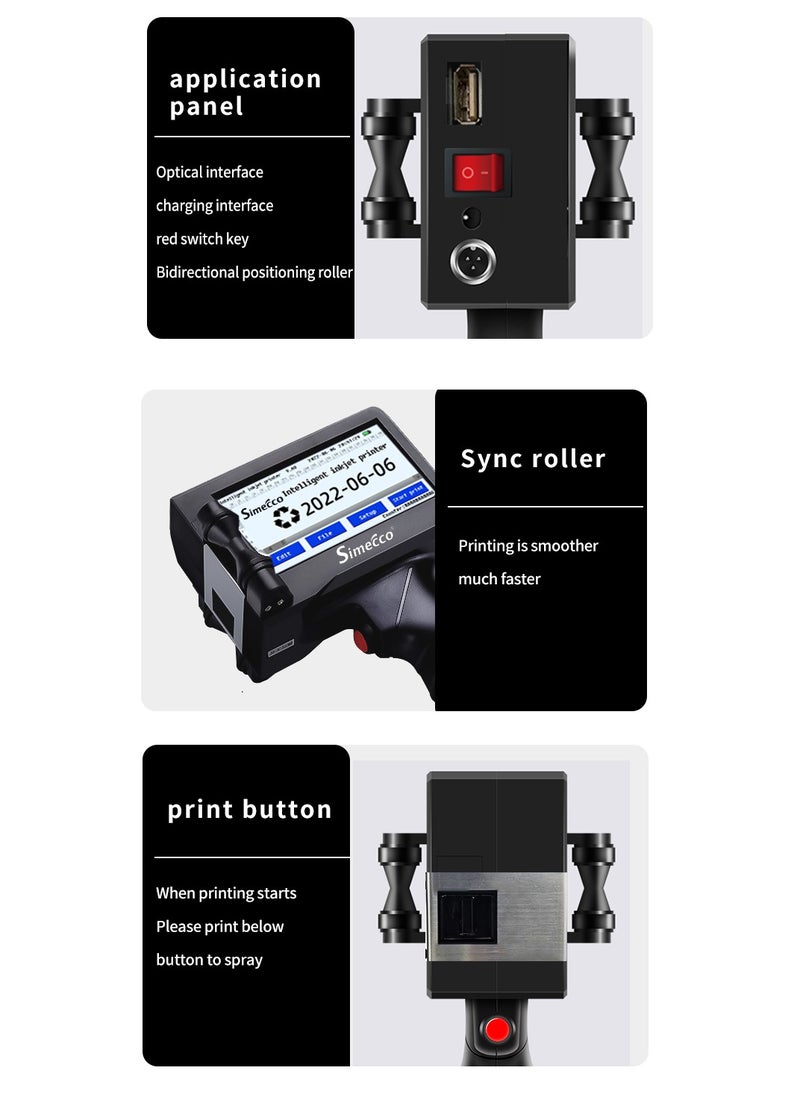 Handheld Inkjet Printer for Date Code, Logo, Barcode & QR Code Printing, 4.3