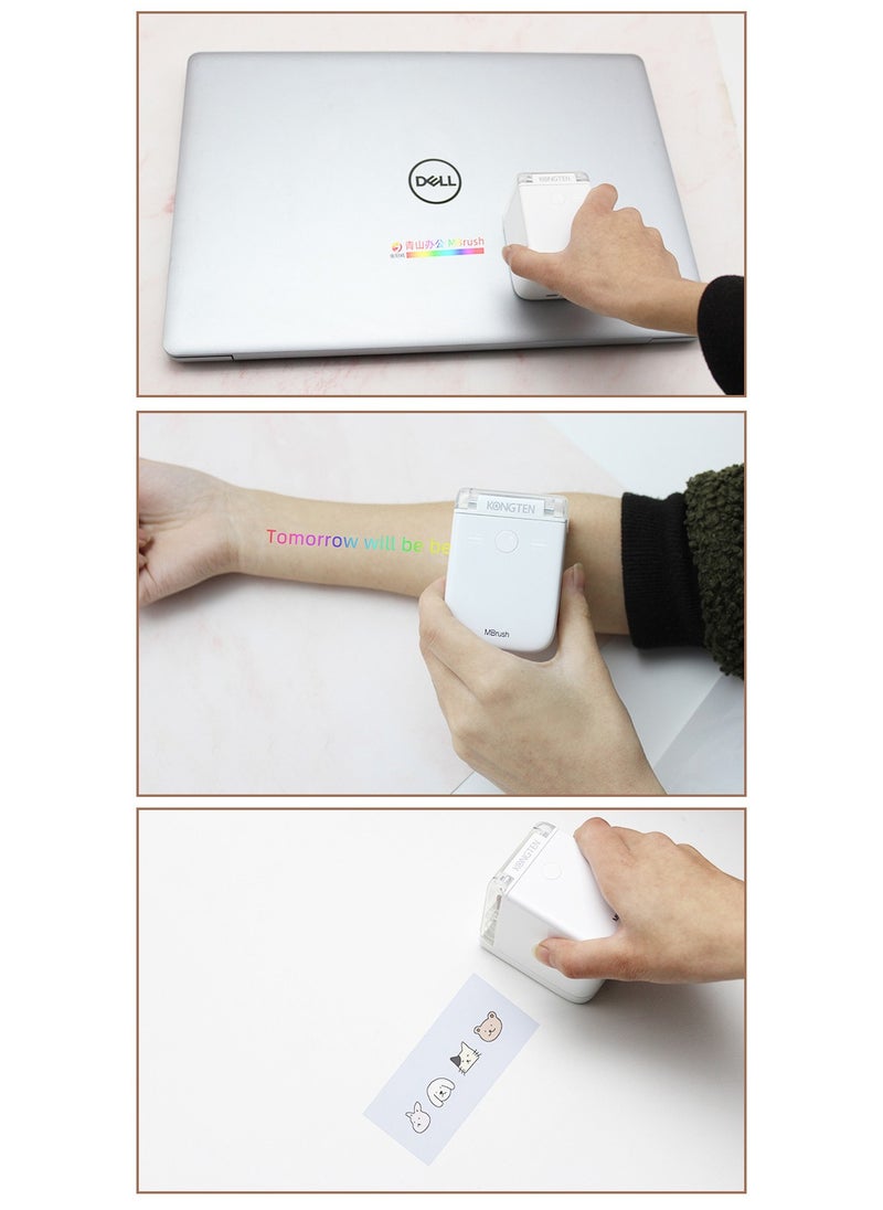 Handheld Color Printer Mini Wireless Smart Inkjet Portable Small Printer, Full-Color Printing, Works on Multiple Materials, One-Button Setup, 6 Hours Continuous Printing, 1-Year Standby, Up to 415 Pages