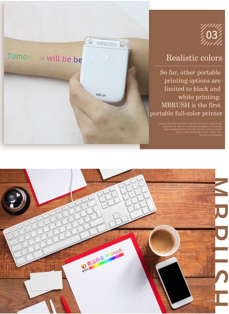 Handheld Color Printer Mini Wireless Smart Inkjet Portable Small Printer, Full-Color Printing, Works on Multiple Materials, One-Button Setup, 6 Hours Continuous Printing, 1-Year Standby, Up to 415 Pages