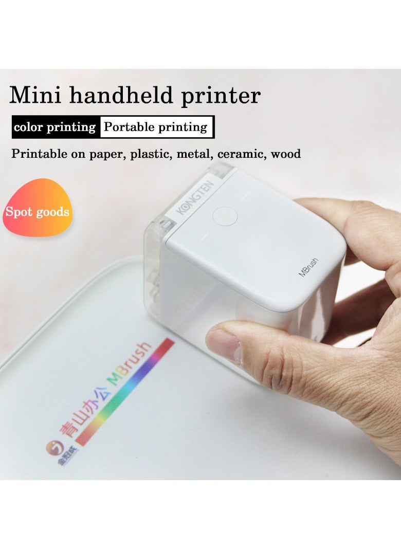 Handheld Color Printer Mini Wireless Smart Inkjet Portable Small Printer, Full-Color Printing, Works on Multiple Materials, One-Button Setup, 6 Hours Continuous Printing, 1-Year Standby, Up to 415 Pages