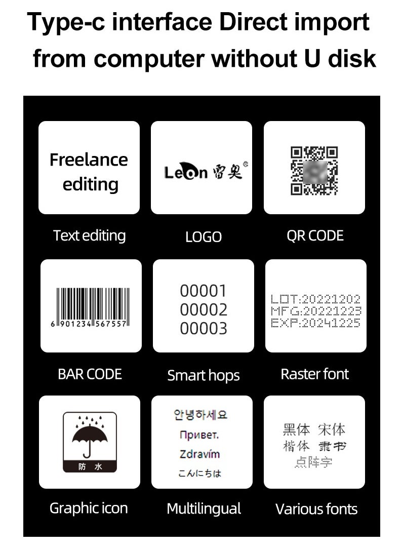 Mini Handheld Inkjet Printer, Portable Production Date, QR Code & Logo Printing Machine, Compact and Smart Coding Machine for Barcodes, Text, Numbers & Symbols