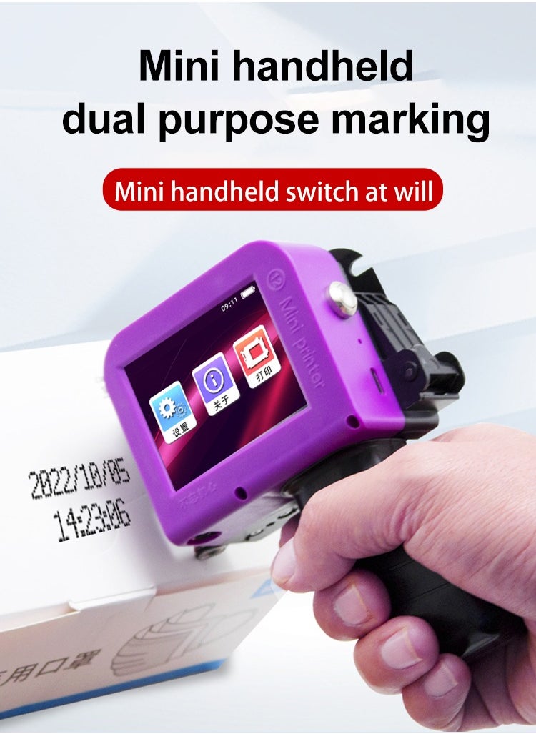 Mini Handheld Inkjet Printer, Portable Production Date, QR Code & Logo Printing Machine, Compact and Smart Coding Machine for Barcodes, Text, Numbers & Symbols