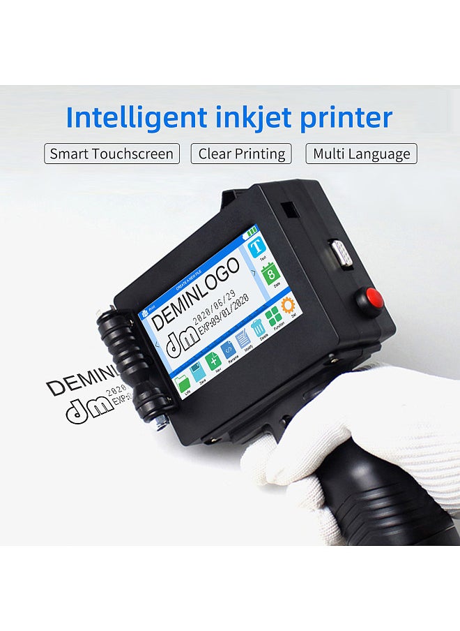 Handheld Printer Portable Inkjet Printer High Definition Inkjet Code Printer with 4.3 Inch LED Touchscreen Quick-Drying Ink Cartridge for Label/Production Date/Barcode/Trademark/Logo/Graphic etc.