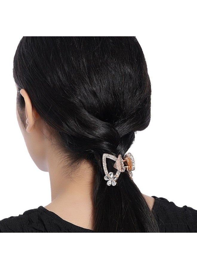 Women Rose Gold Embellished Claw Clip, Clutcher Butterfly Tight Grip Hairpin For Women And Girls