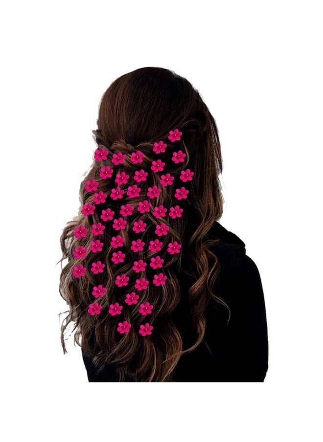 Hair Pin, Bright Flower With 1 Center Bead, Pack Of 50 Pins_2767_Darkpink