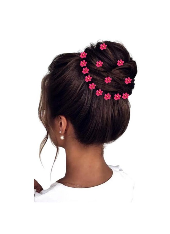 Hair Pin, Bright Flower With 1 Center Bead, Pack Of 50 Pins_2767_Darkpink