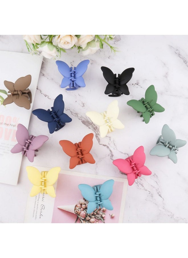 Butterfly Hair Claw Clips - 12 Pcs 2.7-Inch Medium Non-Slip Matte Clamps For Thin, Curly, Updo Hairstyles & Spring/Summer (Women & Girls)