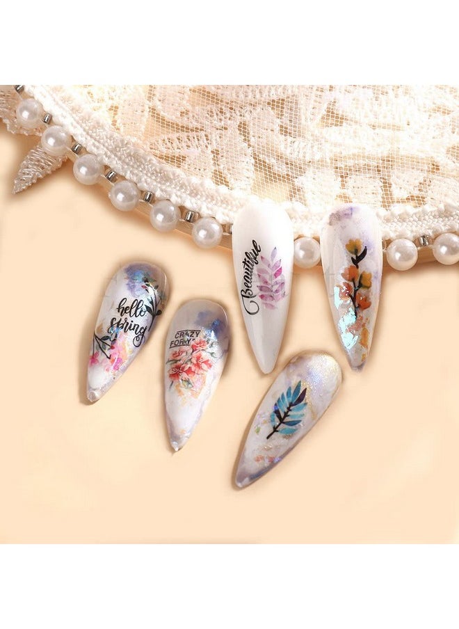 12 Sheets Water Transfer, Nail Fashion Sticker Decal, Flower Leaf Diy Manicure For Women