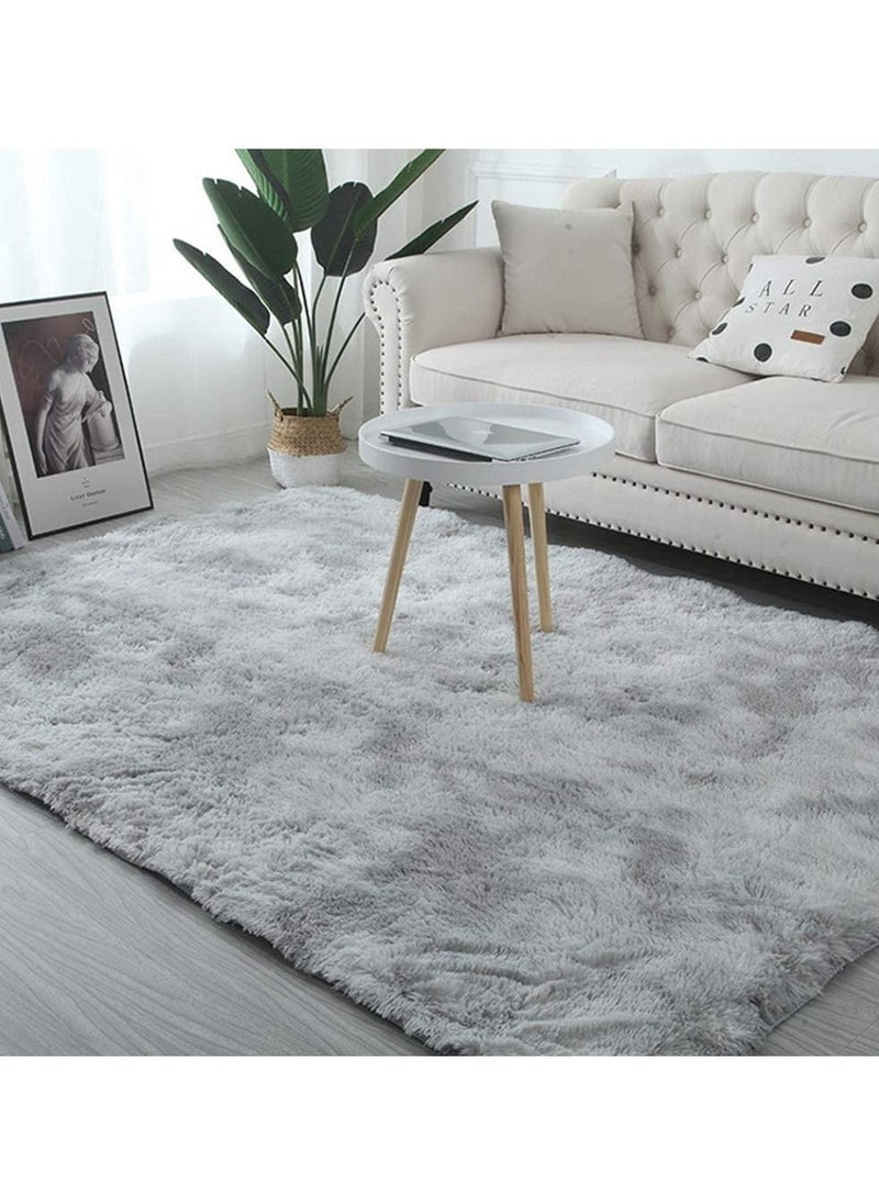 Modern Abstract Soft Fluffy Area Rugs for Living Room 5x8 Feet Grey Rug for Bedroom Fuzzy Furry Carpet for Kids Girls Boys Long Fur Indoor Dorm Nursery Floor Comfy Accent Home Decor Mat