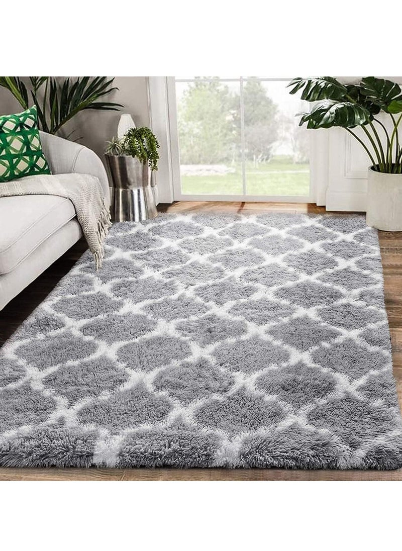 Loomed Area Rug for Kids Play Room Warm Soft Faux Fur Luxury Rug Plush Throw Rugs High Pile Rug Handmade Knitted Nursery Decoration Rugs Baby Care Crawling Carpet