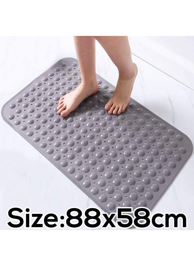 Polyvinyl Chloride Soft-Pebble Anti-Slip Bathroom Shower Mat (Grey, 88X58Cm)